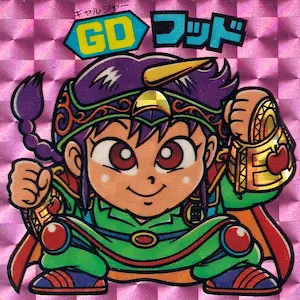 当時物 旧ビックリマンシール ＧＤフッド ギャルジャー 桃青 おさな ロッテ 悪魔vs天使